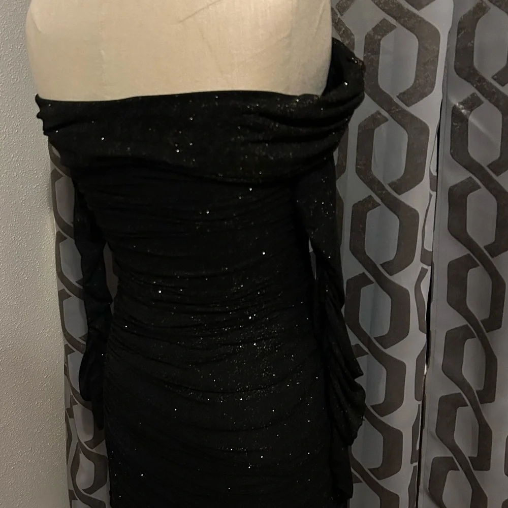 Bee Oh Polly Party Dress Sparkly Black Mini Dress - Picture 6 of 8